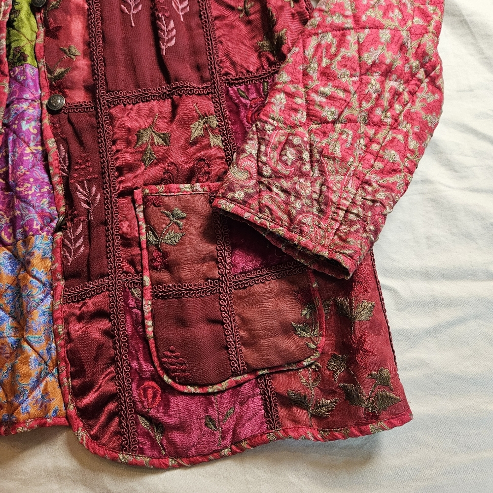 Vintage Coldwater Creek Reversible Velvet Jacket XS Boho Y2K Grandmacore Quilted - Picture 2 of 12